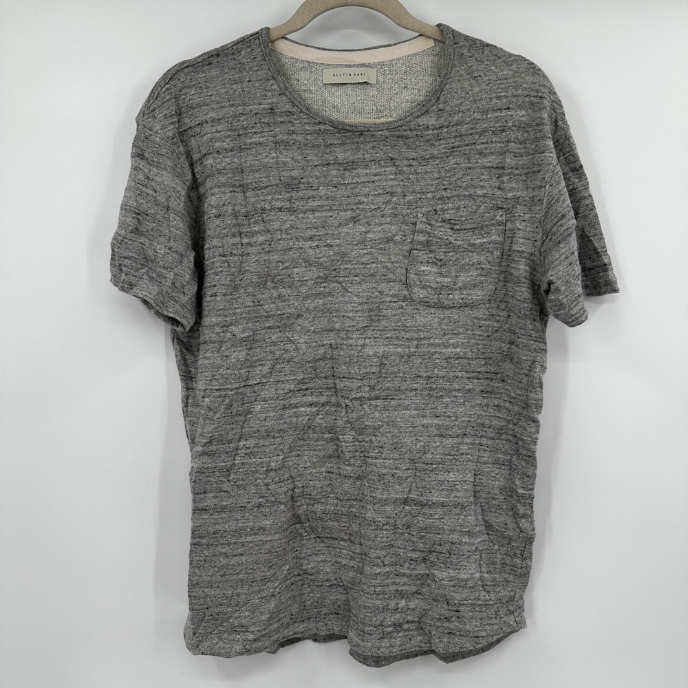Kestin Hare Mens Gray Slub Cotton Pocket T-Shirt Short Sleeve Crew Neck Size M
